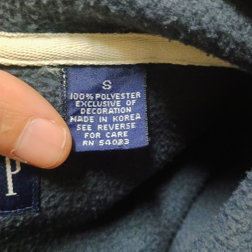 Y2K Vtg GAP Dark Blue Fleece Big Letter Spell Out  Hoodie Small - Picture 5 of 8